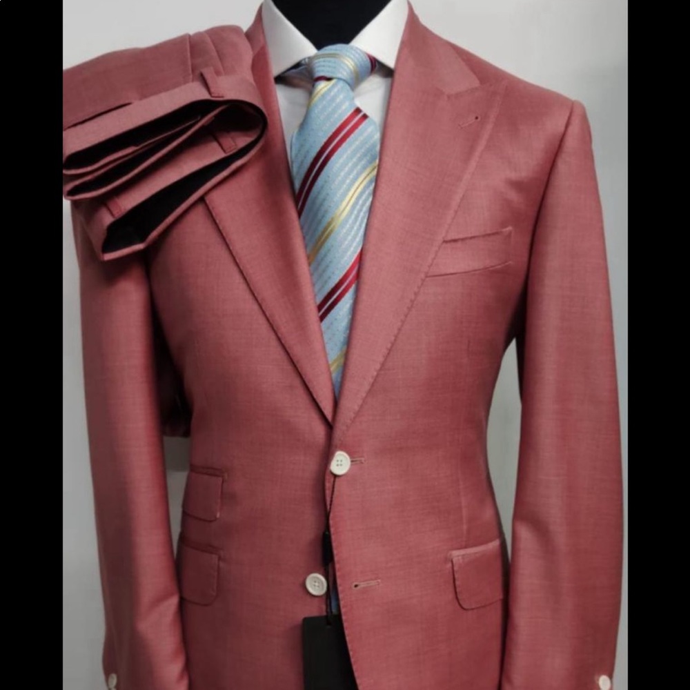 Rose color super 150 Cerruti Neapolitan wool suit
